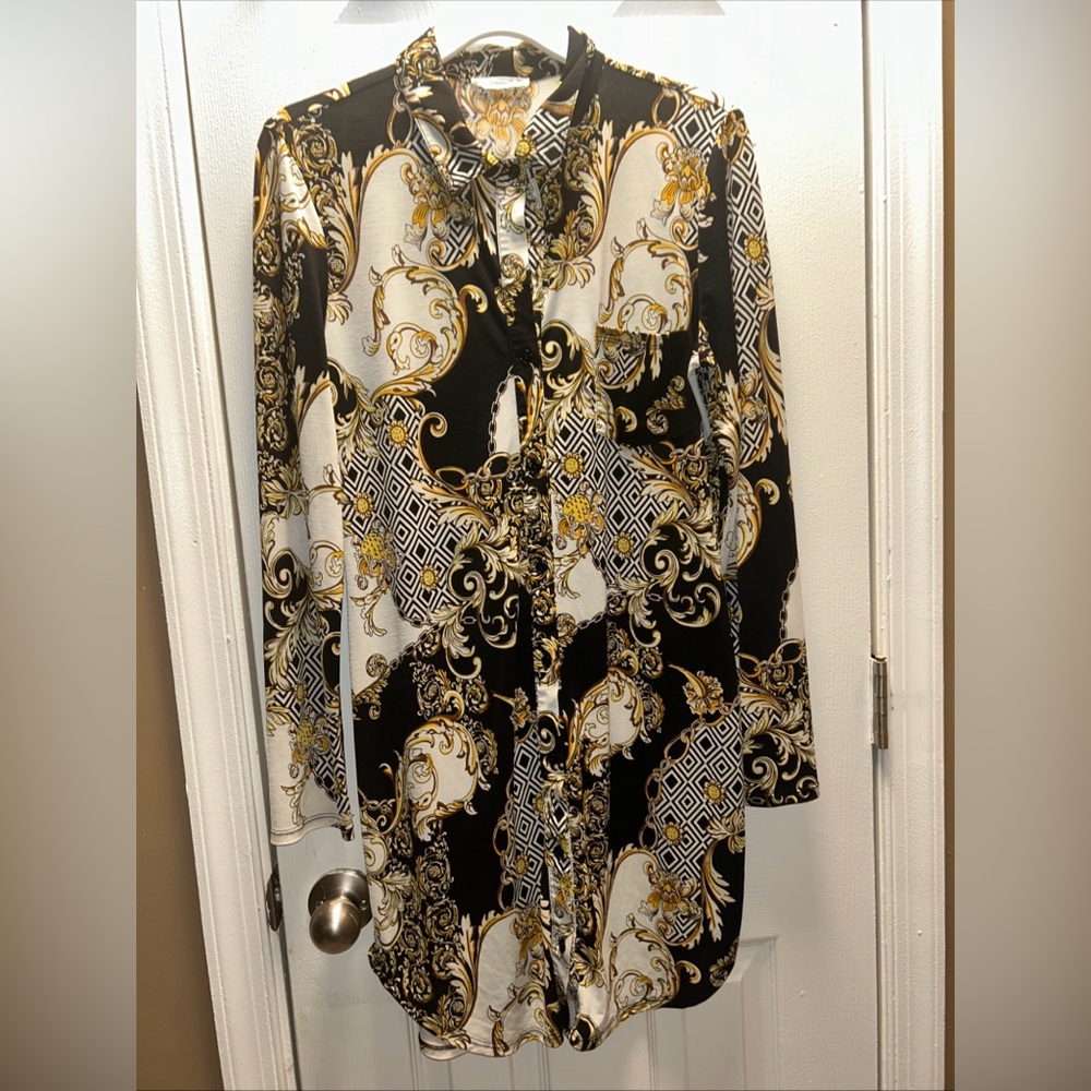 Women’s Sexy Short Button Up Stretchy Dress Size XL